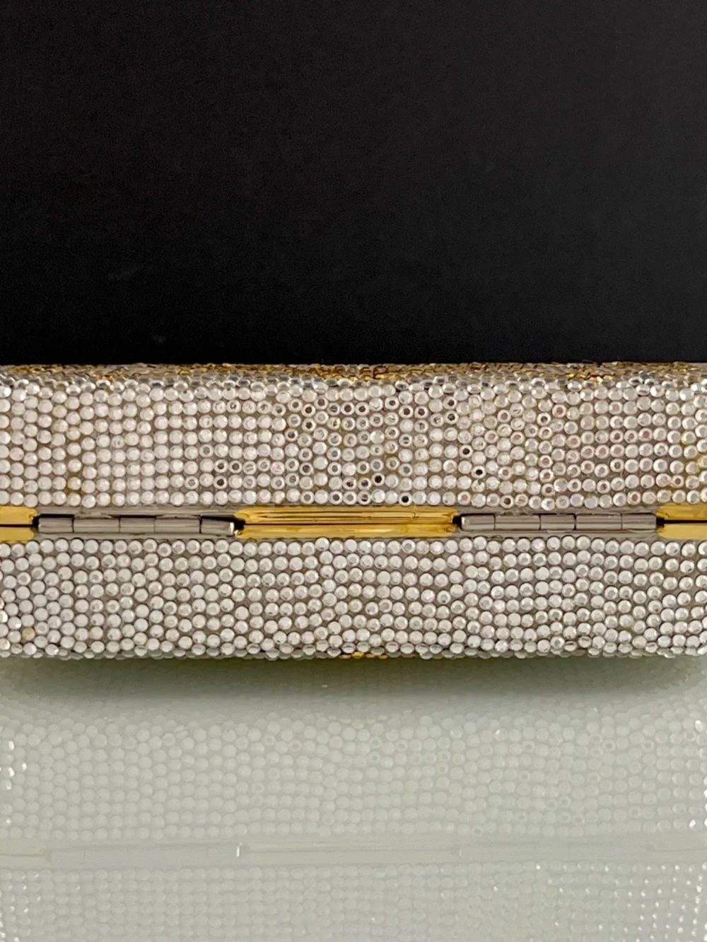 Vintage Crystal Evening Rhinestone Purse Clutch Removable Chain Strap
